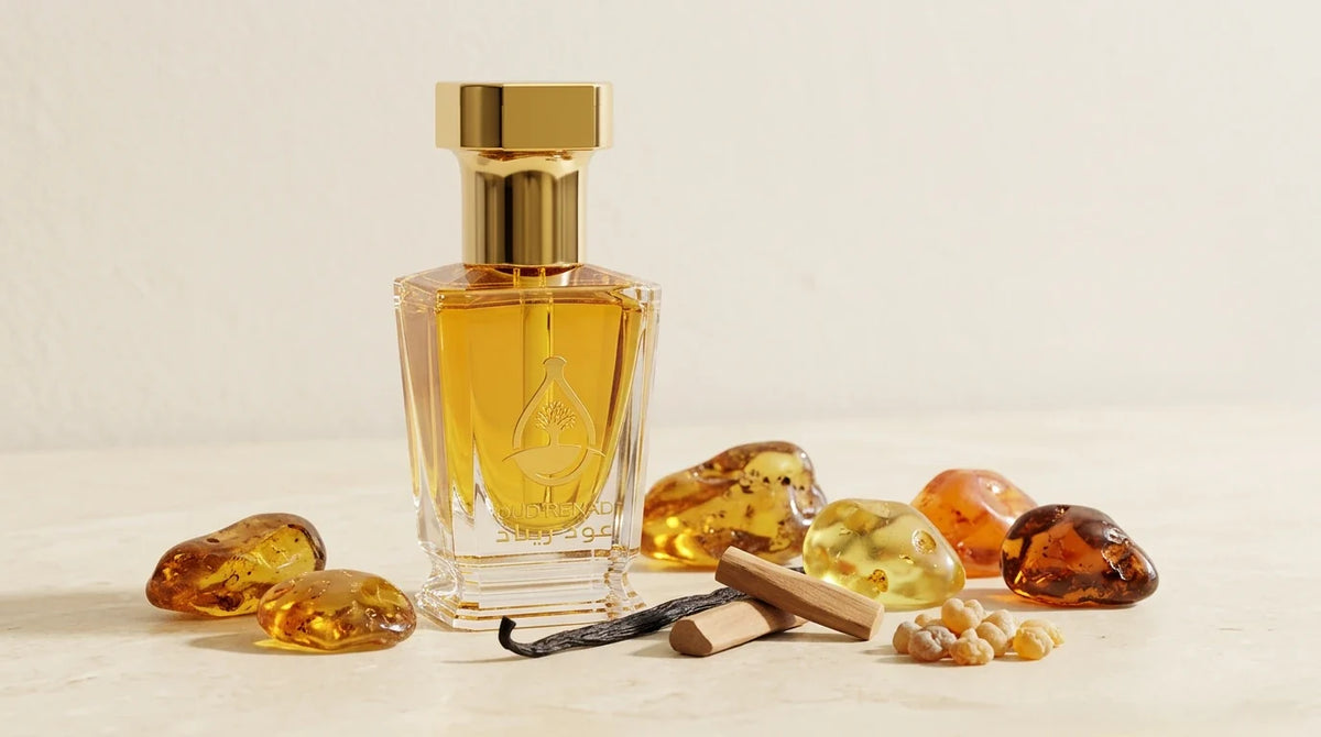 What does amber smell like? OUD Renad amber perfume oil with vanilla, sandalwood and golden resin accents.