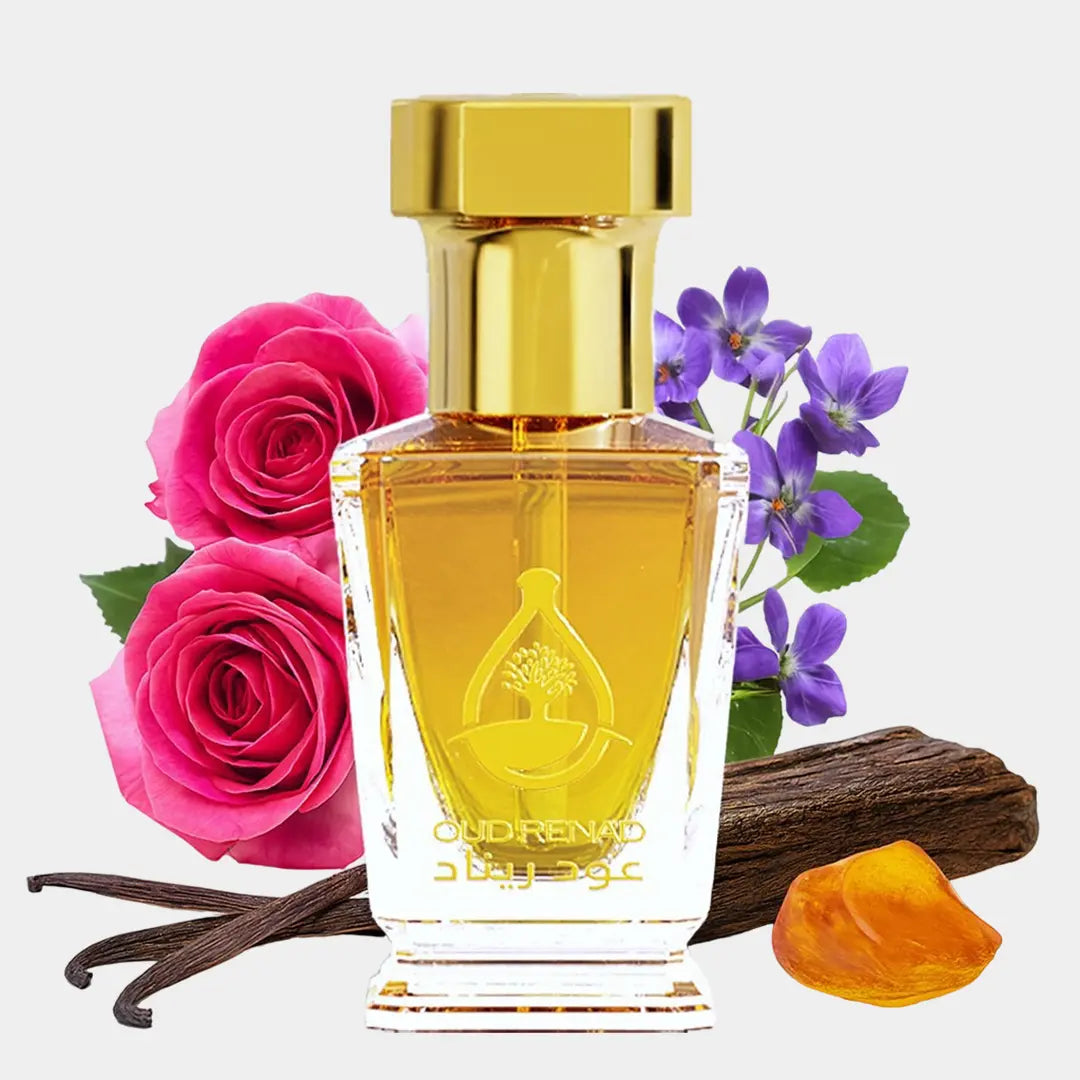Amber Vanilla perfume oil bottle with warm amber depth and creamy vanilla sweetness by Oud Renad