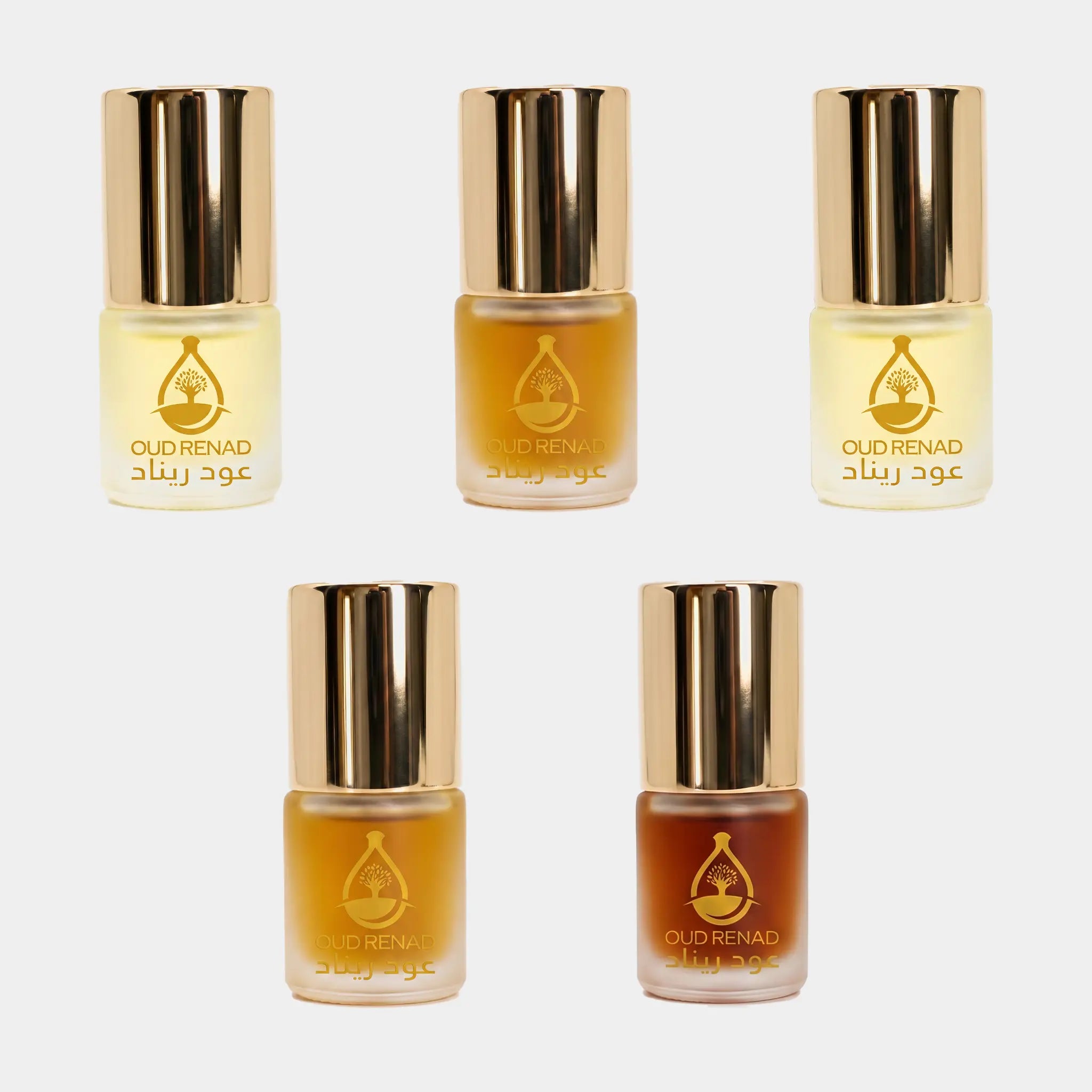 Floral Samples perfume oil set with soft romantic fragrance oils and elegant Oud Renad packaging