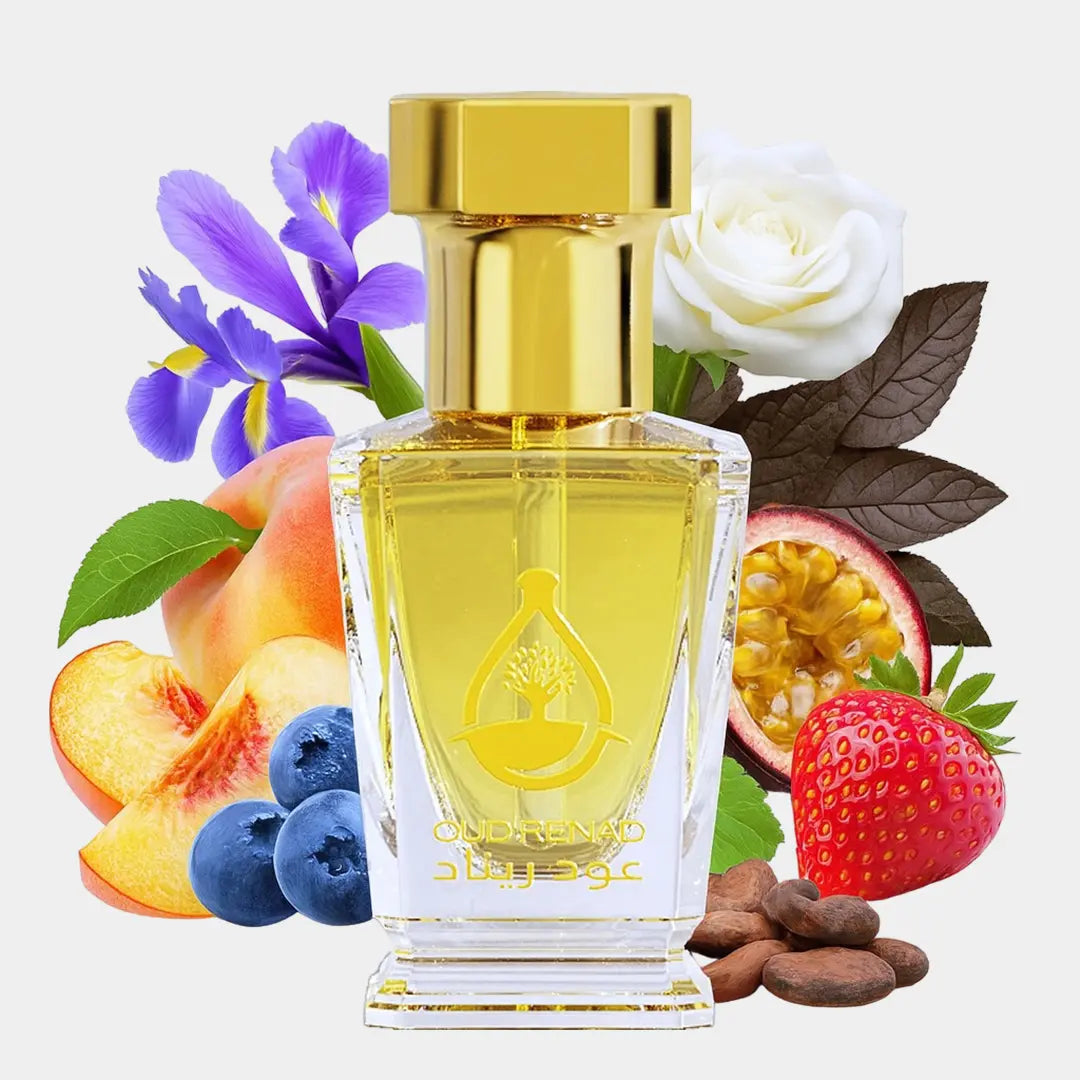 Luna d'Amore perfume oil bottle with romantic luxury fragrance and elegant Oud Renad packaging