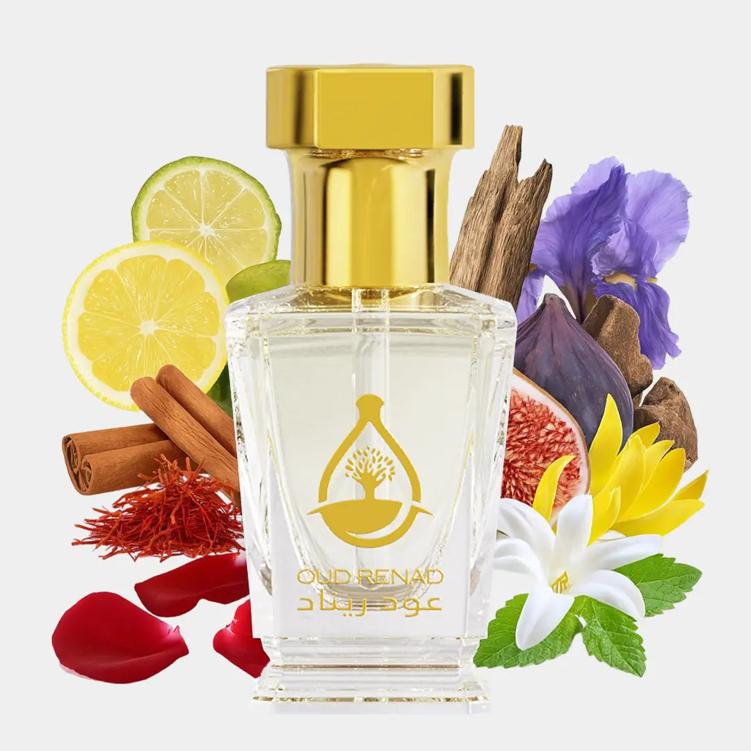 Oud Saffron perfume oil bottle with rich oud warmth and golden saffron elegance by Oud Renad