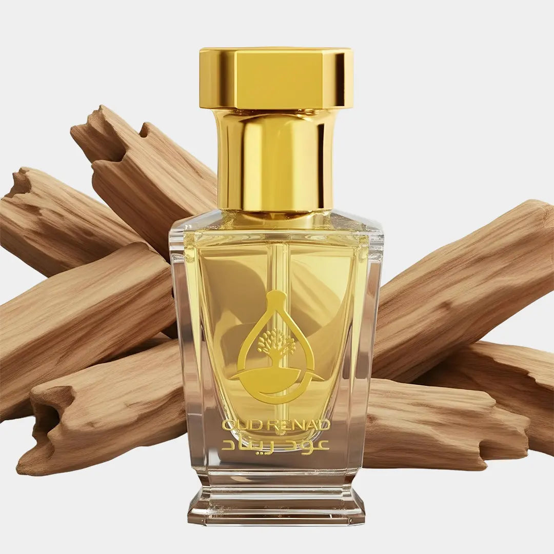 Pure Sandal Natural Oil bottle with warm woody aroma and elegant Oud Renad packaging