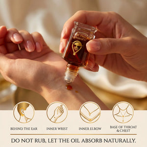 Close-up of Pure Oud Natural Oil bottle with golden cap and elegant oud packaging