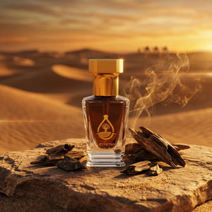Authentic oud oil perfume bottle with rich woody Arabian scent presentation